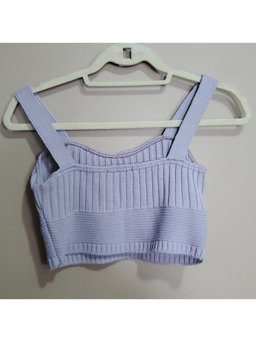 Lilac Ribbed Knit Crop Top Size Small - Picture 5 of 5